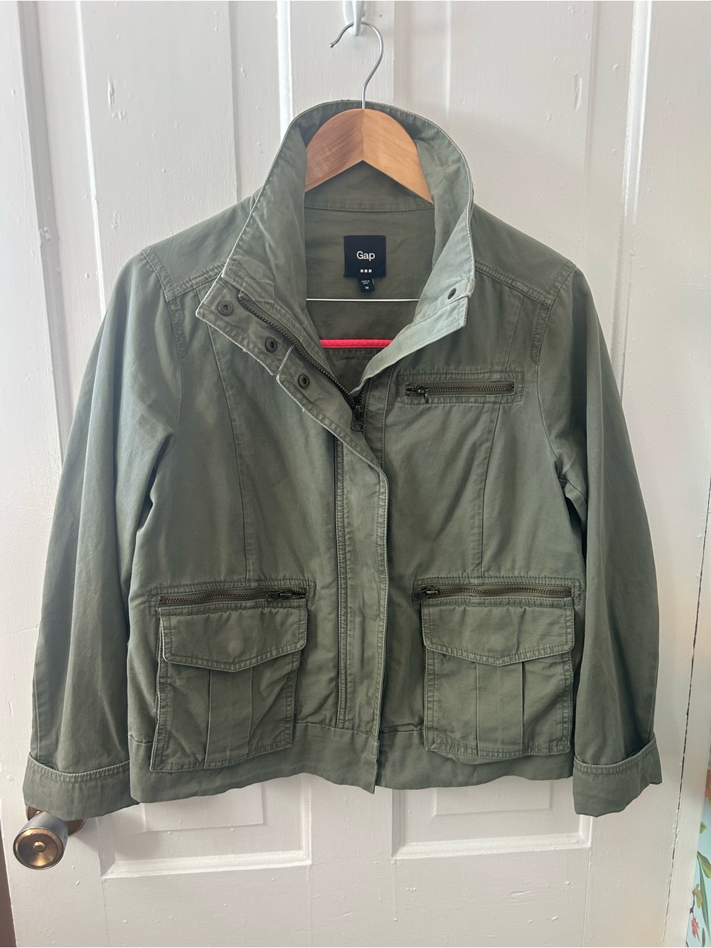 GAP Olive Green Utility Jacket with Zip & Flap Pockets